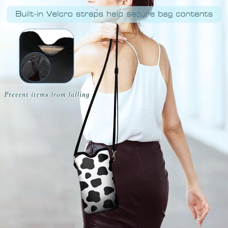 FREZORA Cell Phone Sleeves Bag Case Crossbody Neoprene Holder Lanyard Phone Pouch for Women Men 7.5 X 4.5 Inches - Diary Cattle - Image 5